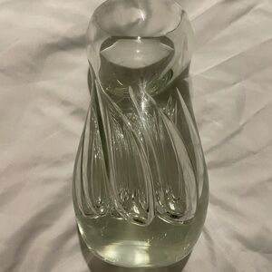 Heavy Hand-blown/Handmade Tall Glass Votive Candle Holder Wave Flower Pattern
